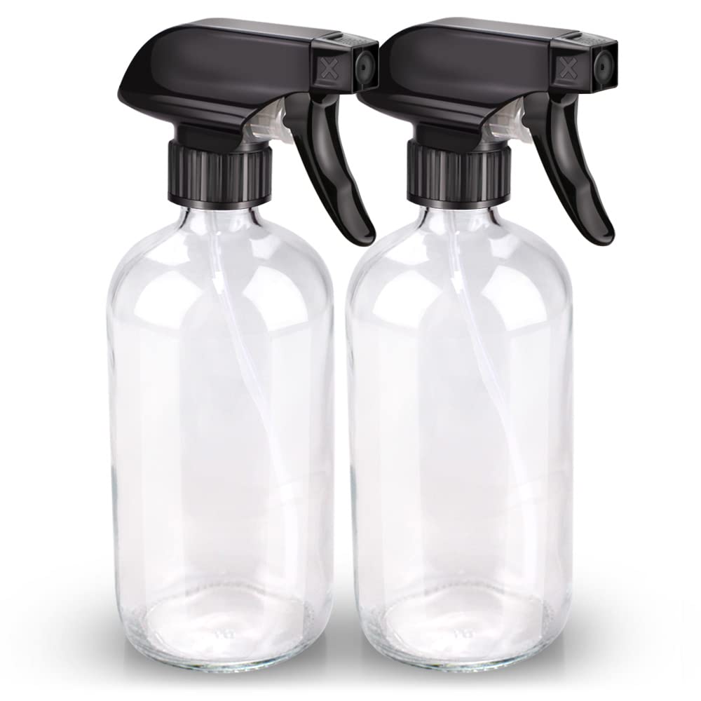 Bontip Glass Spray Bottle 16 oz front view with black trigger nozzle