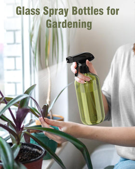 Bontip Glass Spray Bottle 16 oz in use for plant care