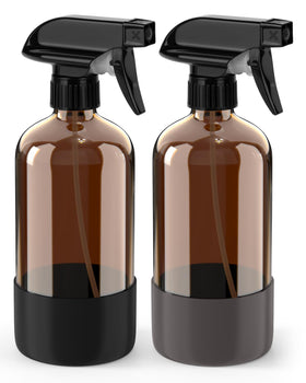 Bontip Glass Spray Bottle Set front view with silicone sleeve