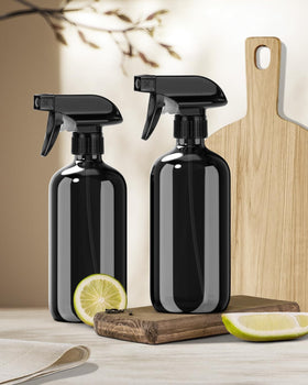 Bontip glass spray bottles arranged on a kitchen countertop