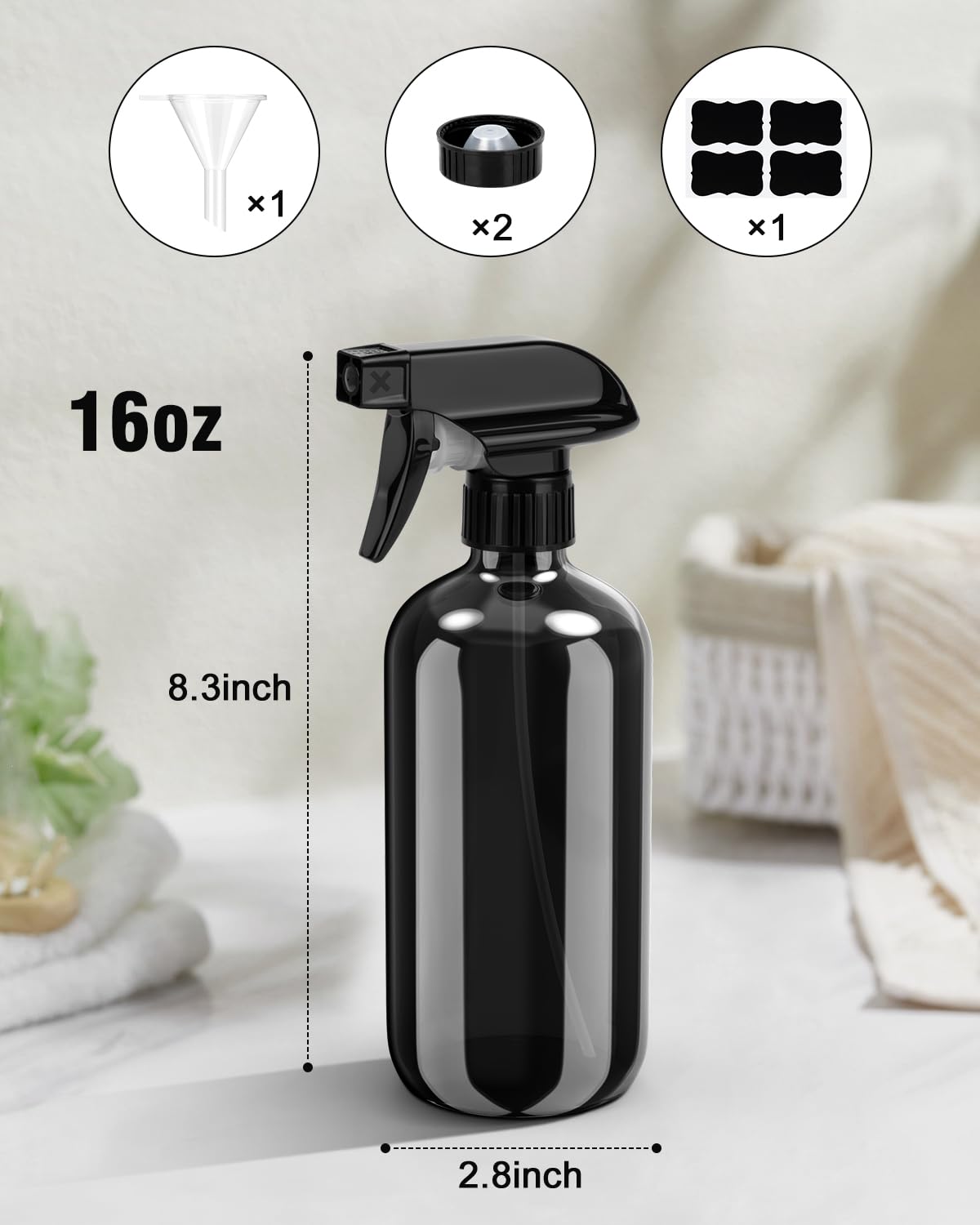 Bontip reusable glass spray bottle combo pack display