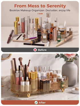 Booklov Rotating Makeup Organizer Amber in use