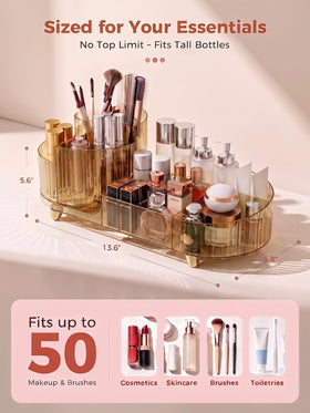 Booklov Rotating Makeup Organizer Amber side view