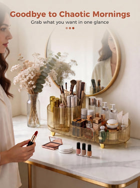 Booklov Rotating Makeup Organizer Amber top view