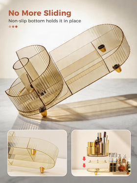 Booklov Rotating Makeup Organizer Amber with makeup items