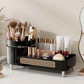 Booklov Rotating Makeup Organizer black model front view