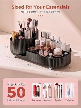 Booklov Rotating Makeup Organizer black showing 360 degree rotation