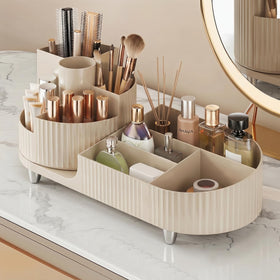 Booklov Rotating Makeup Organizer Cream front view
