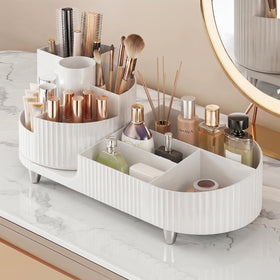 Booklov Rotating Makeup Organizer front view in white