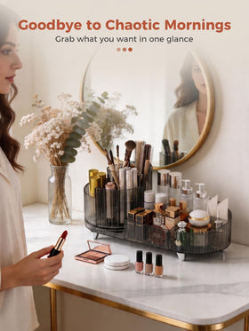 Booklov Rotating Makeup Organizer in a bathroom setting