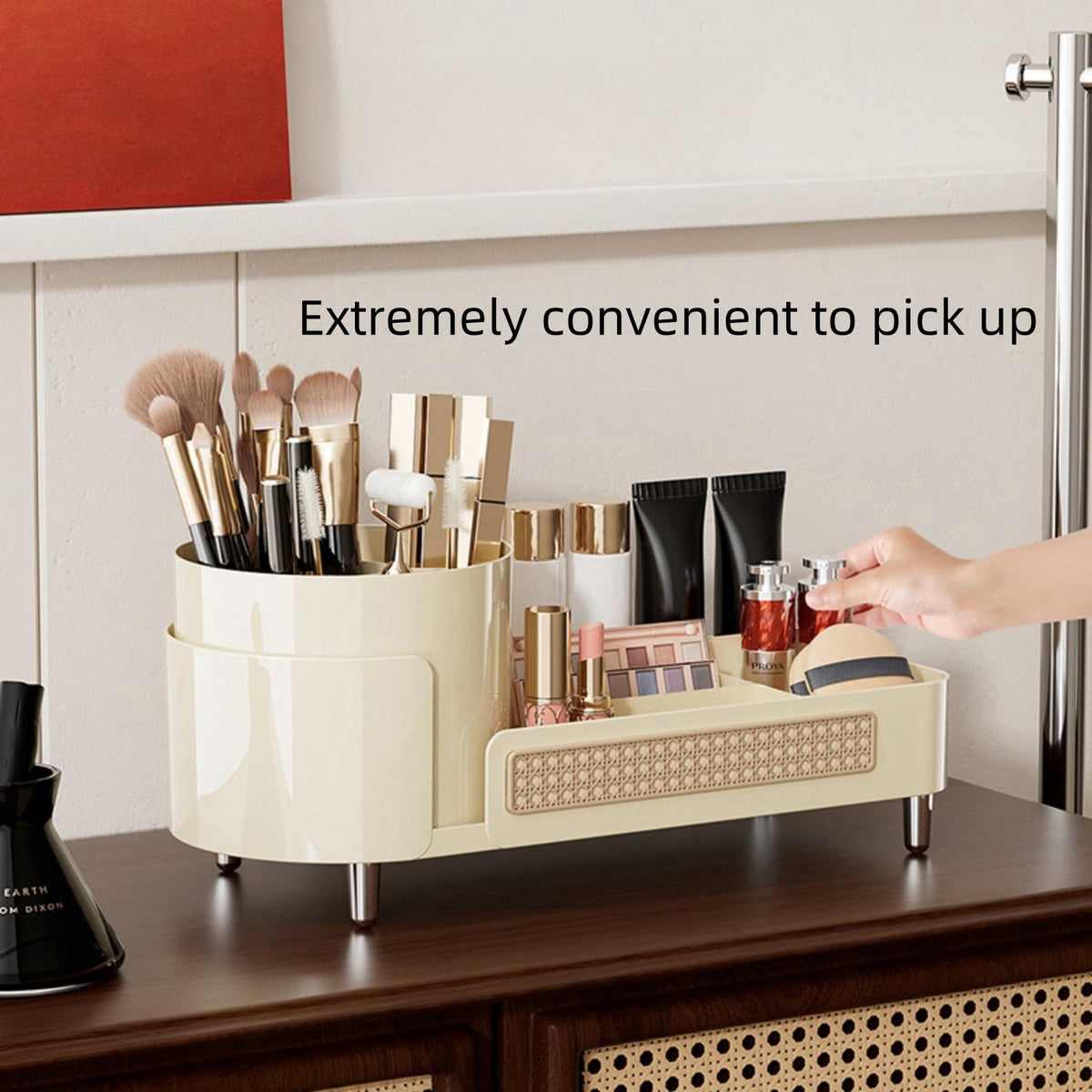 Booklov Rotating Makeup Organizer in a stylish bathroom setting