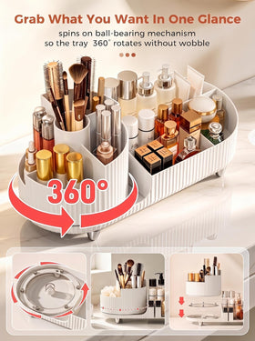 Booklov Rotating Makeup Organizer in a stylish bathroom setting