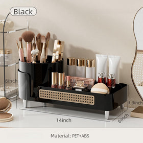 Booklov Rotating Makeup Organizer showing open compartments