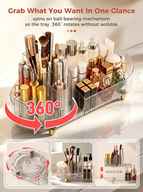 Booklov Rotating Makeup Organizer showing spacious compartments