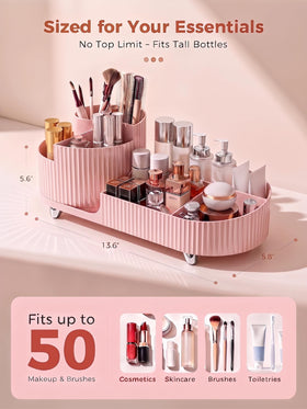 Booklov Rotating Makeup Organizer side view showing compartments