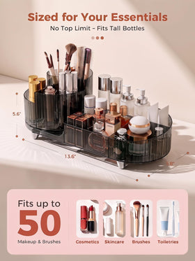 Booklov Rotating Makeup Organizer side view showing compartments