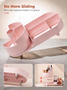 Booklov Rotating Makeup Organizer with makeup items displayed