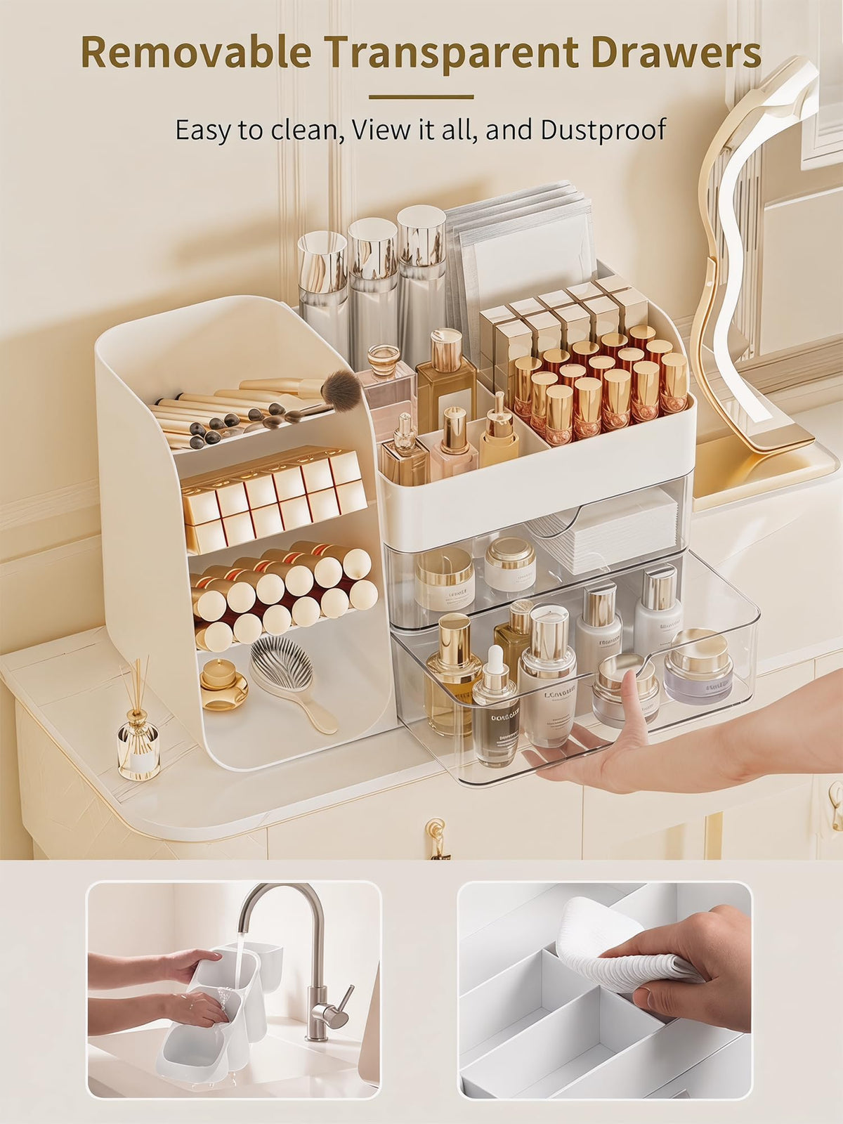 Booklov Small Makeup Organizer compact design on a table