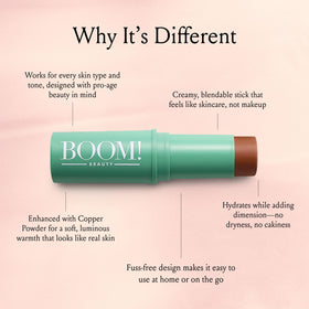 BOOM! Boomstick Bronze™ on lips for a natural look