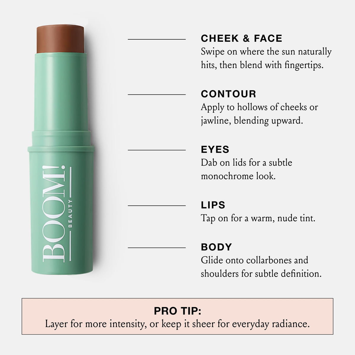 BOOM! Boomstick Bronze™ packaging with ingredients