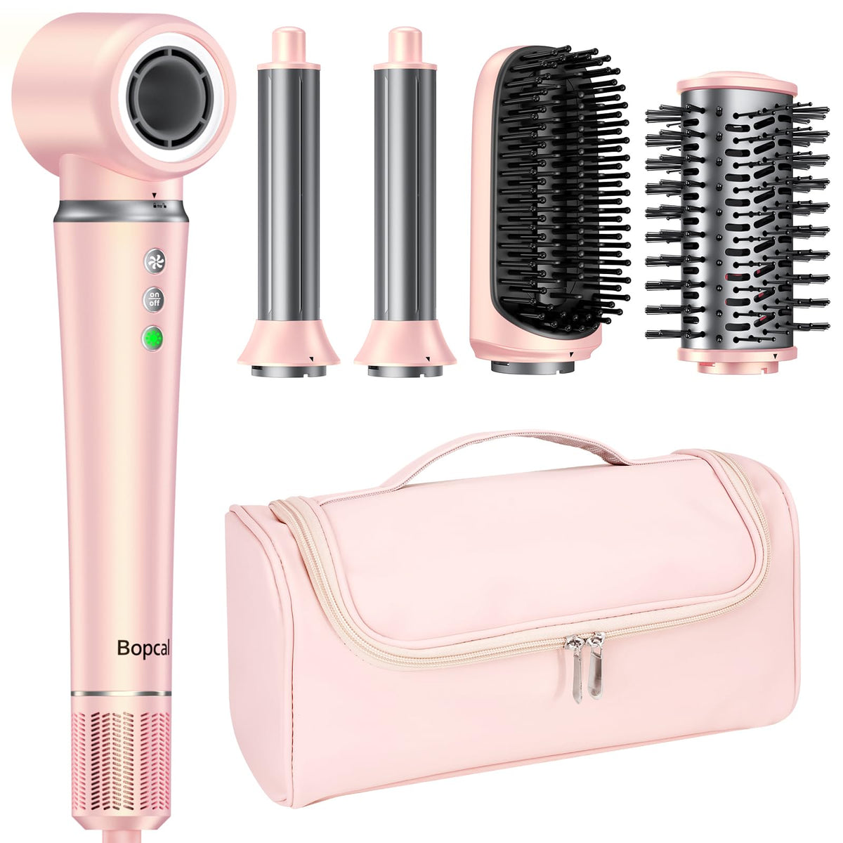 Bopcal 5 in 1 Hot Air Styler front view with attachments