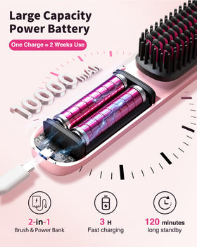 Bopcal Cordless Hair Straightener Brush with styling results