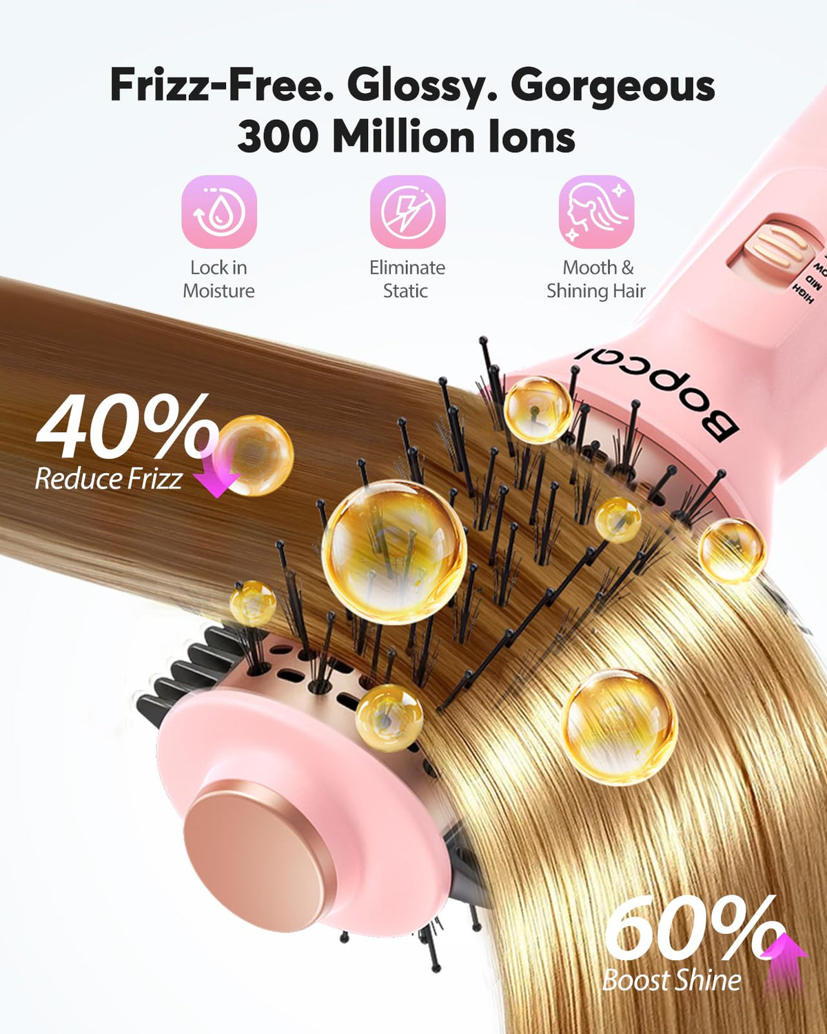 Bopcal Travel Hair Dryer Brush side view