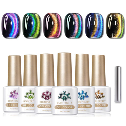 Born Pretty 9D Holographic Cat Magnetic Gel Nail Polish set front view