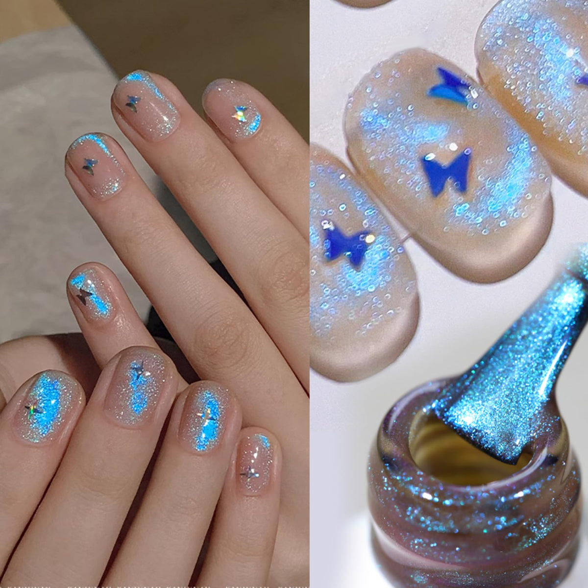 Born Pretty Blue Aurora Cat Magnetic Eye Gel Nail Polish bottle with cap