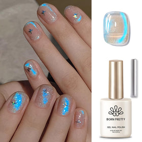 Born Pretty Blue Aurora Cat Magnetic Eye Gel Nail Polish front view