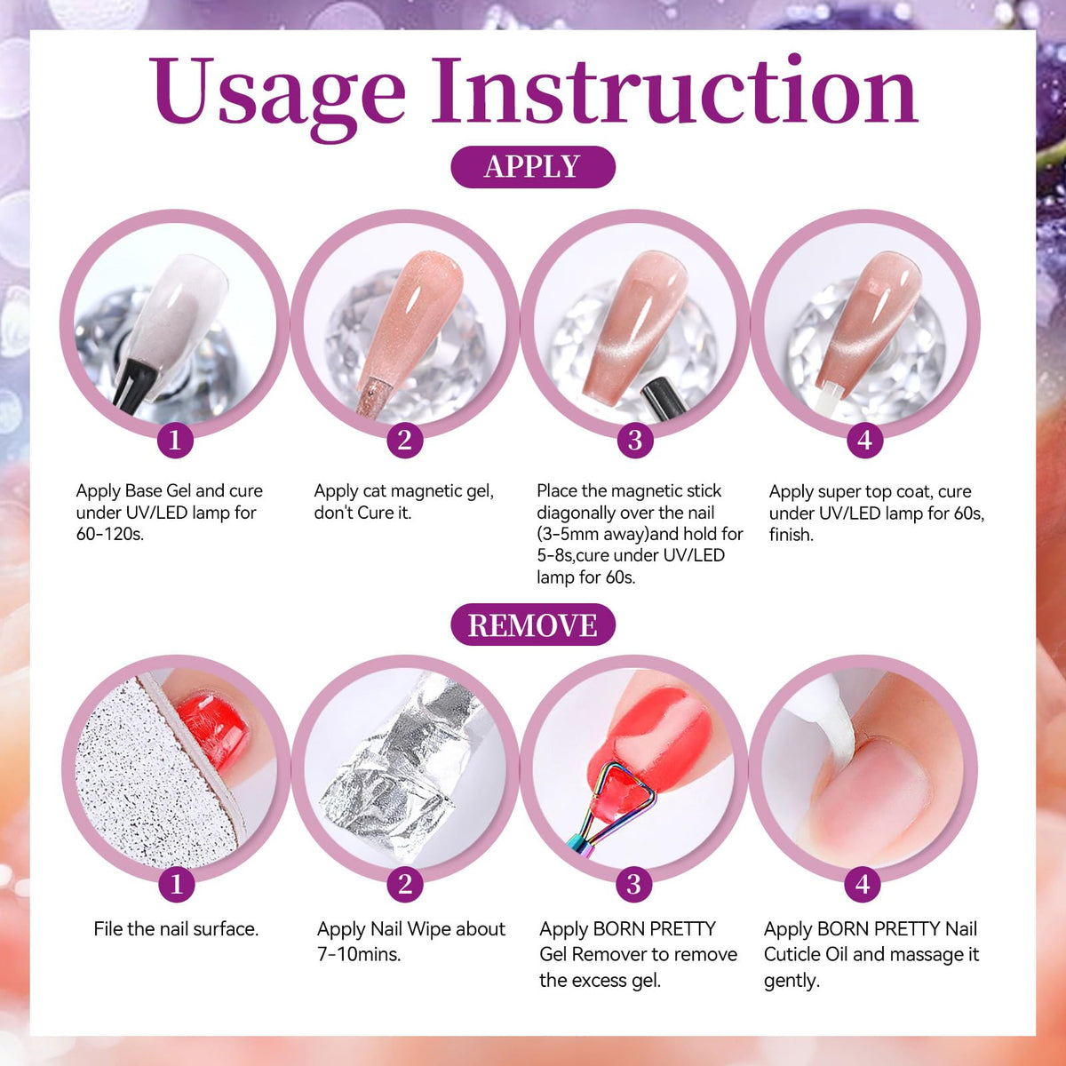 Born Pretty Cat Magnetic Eye Gel Nail Polish Crystal Glass bottle