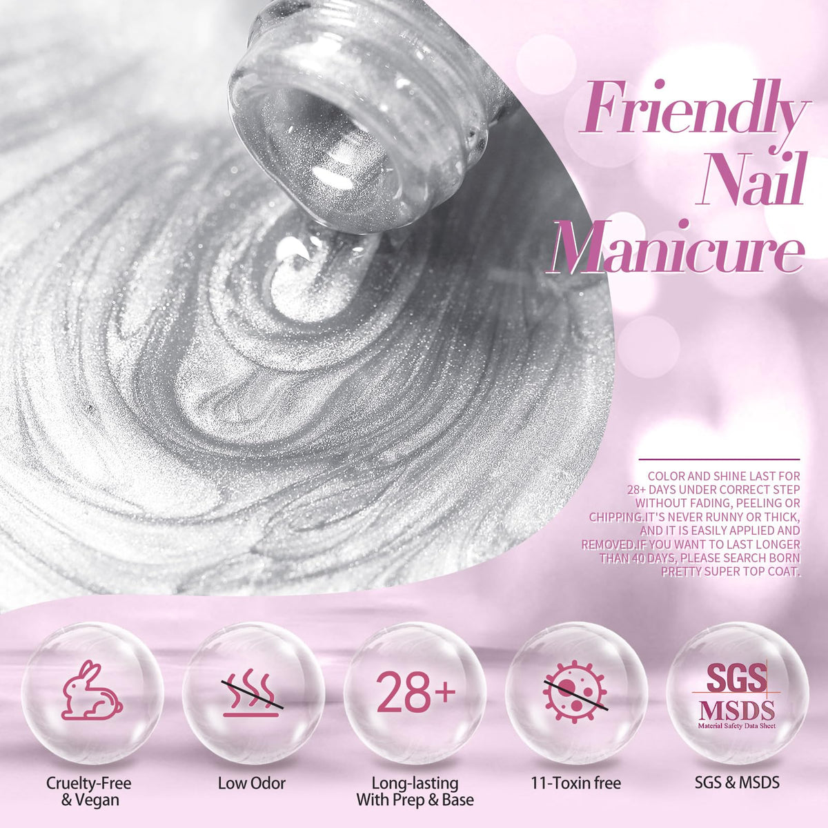 Born Pretty Cat Magnetic Eye Gel Nail Polish Moonlight White packaging details