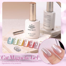 Born Pretty Cat Magnetic Eye Gel Nail Polish Moonlight White with holographic effect