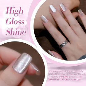 Born Pretty Cat Magnetic Eye Gel Nail Polish Moonlight White with rainbow effect