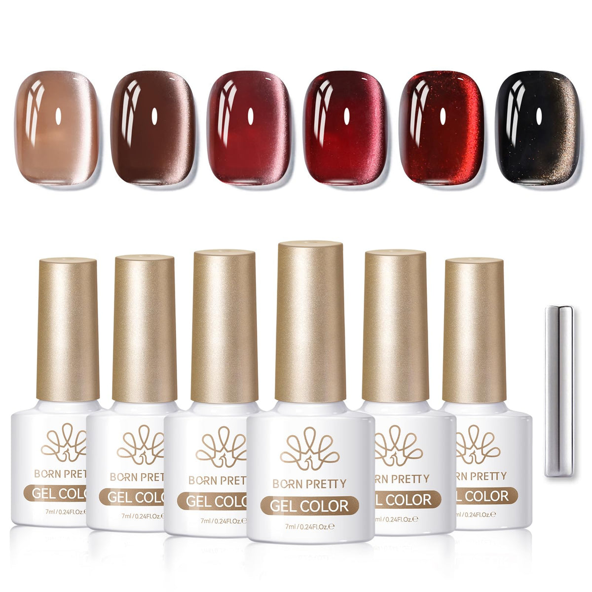 Born Pretty Cat Magnetic Eye Gel Nail Polish swatches on nails