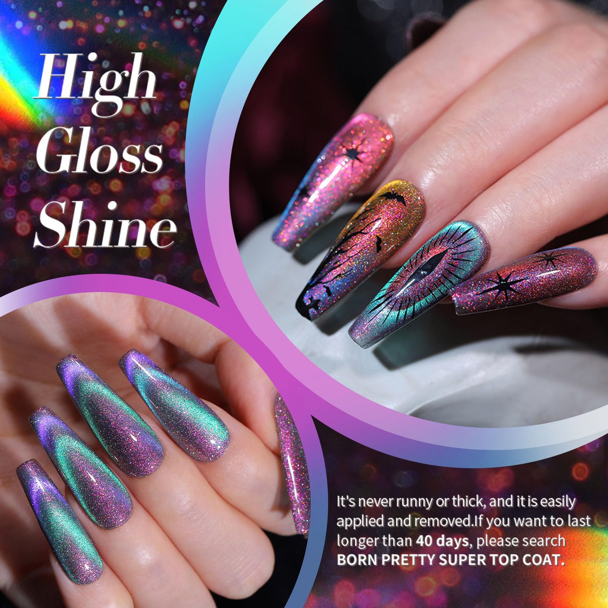 Born Pretty Cat Magnetic Gel Nail Polish application process