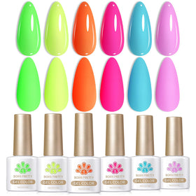 Born Pretty Gel Nail Polish Neon Set 6 bottles front view