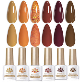 Born Pretty gel nail polish set with six bottles in fall winter colours