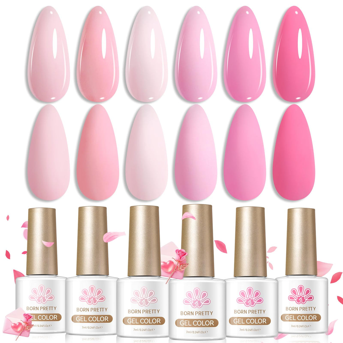 Born Pretty Gel Polish Set 6 Bottles 7ml Light Pink