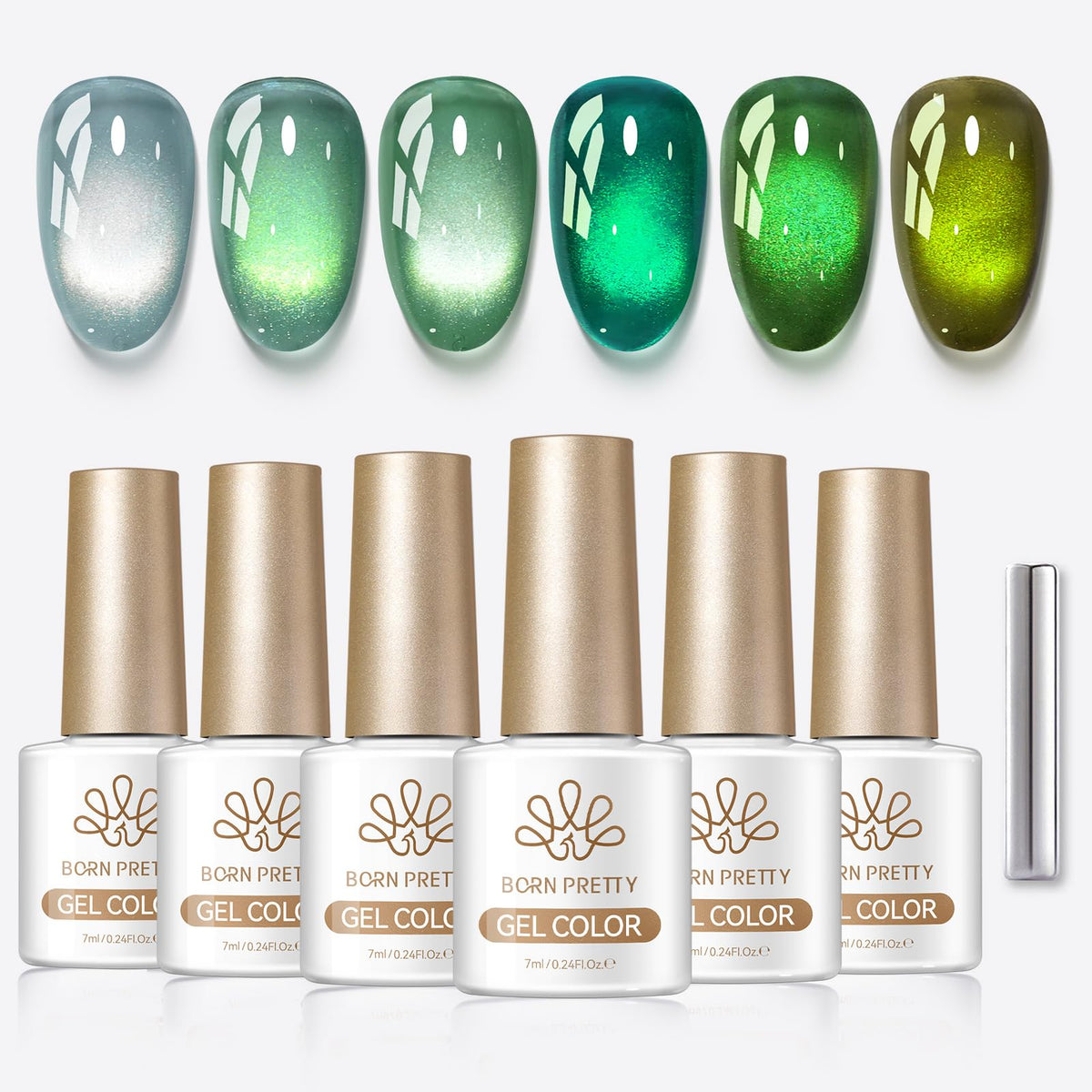 Born Pretty Green Cat Magnetic Eye Gel Nail Polish set packaging