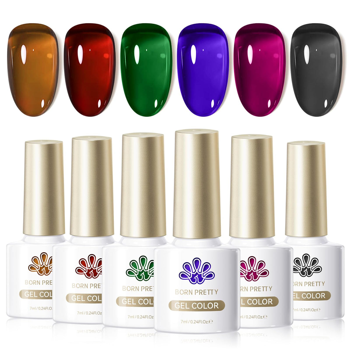Born Pretty Jelly Gel Nail Polish Set 6 Bottles front view