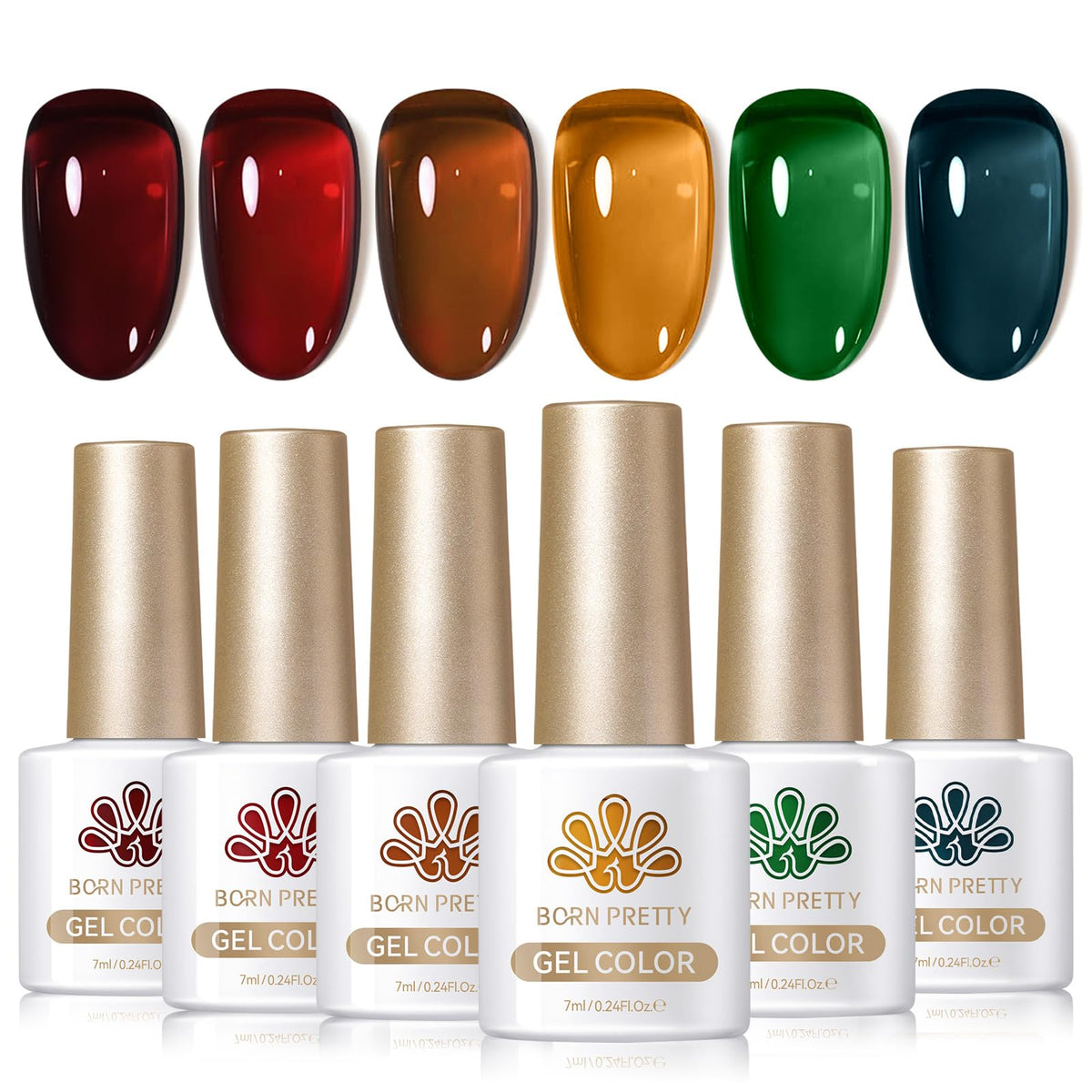 Born Pretty Jelly Gel Nail Polish Set 6 Bottles in vibrant colours