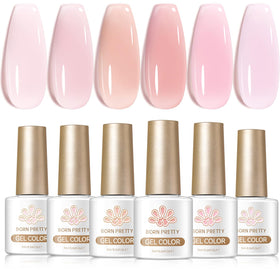 Born Pretty Jelly Gel Nail Polish Set 6 bottles milky nude pink
