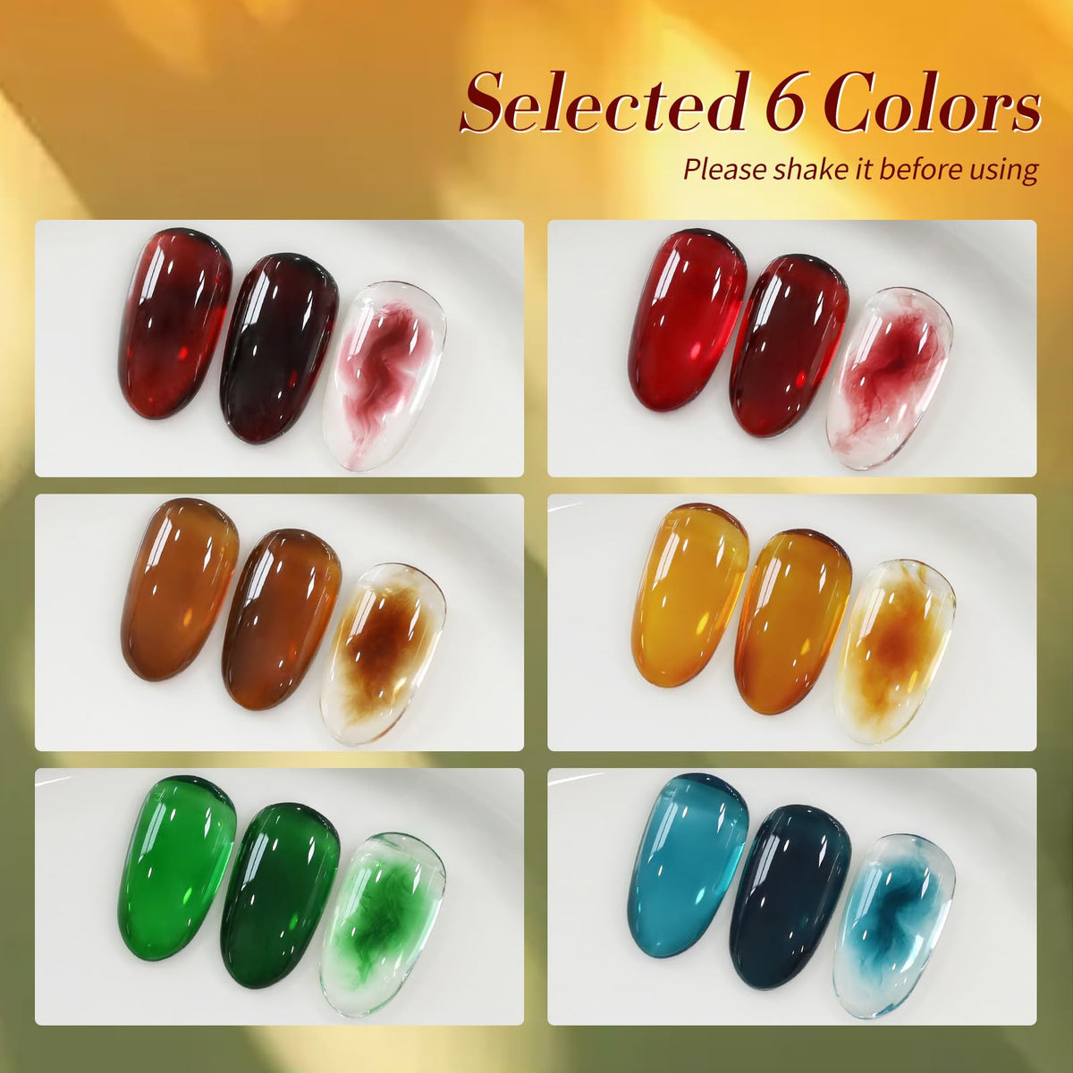 Born Pretty Jelly Gel Nail Polish Set displayed with nail art tools