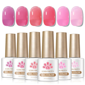 Born Pretty Jelly Gel Nail Polish Set with six bottles in romantic pink shades