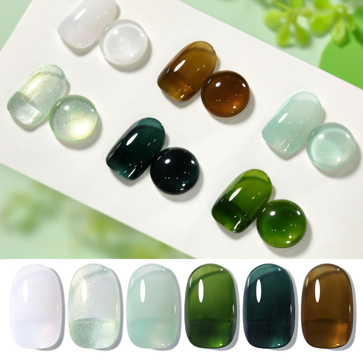 Born Pretty Jelly Green Gel Nail Polish Set with six colours