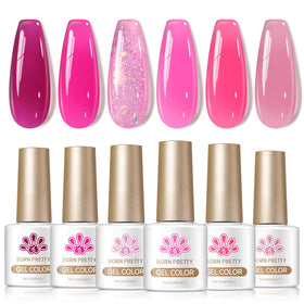 Born Pretty Jelly Pink Gel Nail Polish Set 7ml bottles front view
