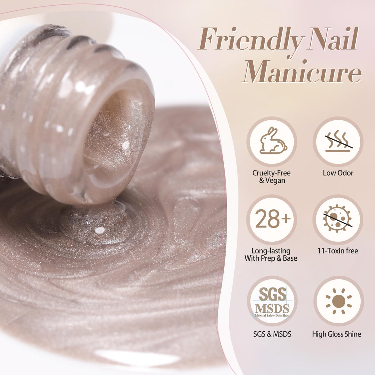 Born Pretty Moonlight Nude Cat Magnetic Gel applied on acrylic nails