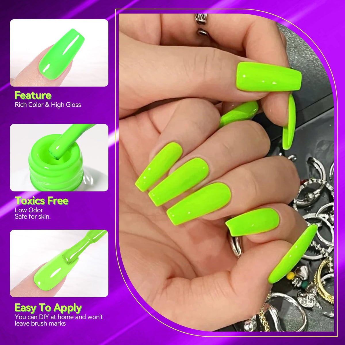 Born Pretty Neon Gel Nail Polish application process