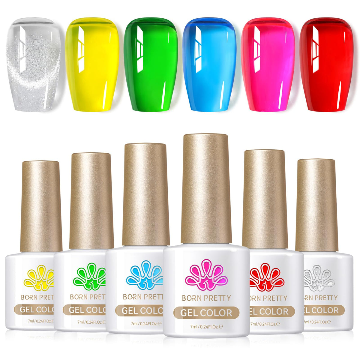 Born Pretty Neon Gel Nail Polish Set with 6 bottles in vibrant colours